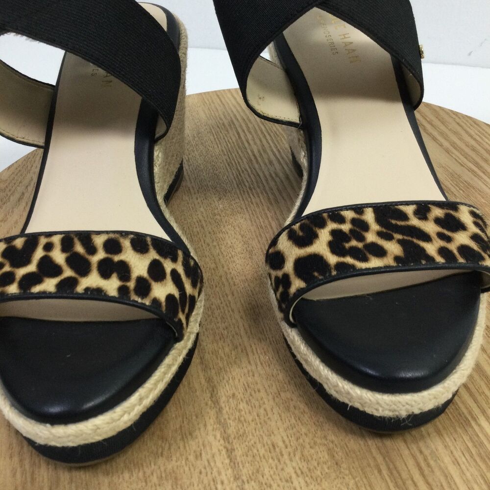 Cole Haan Women's Wedge Espadrille Sandals in Black Leopard Print Size 6B - Picture 5 of 10